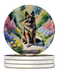 Belgian Tervuren Spring Path Large Sandstone Coasters Pack of 4 Absorbent Round Coasters Decor Gifts for Men or Women, 4 in, Multicolor