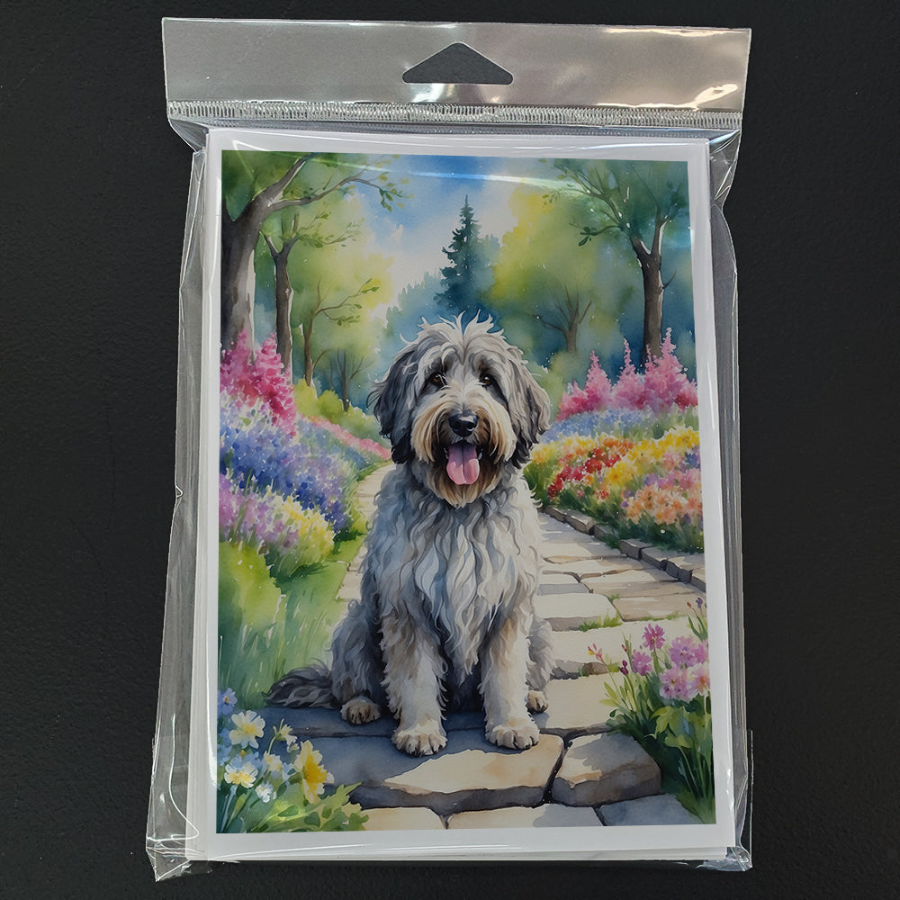 Bergamasco Sheepdog Spring Path Greeting Cards Pack of 8 Blank Cards with Envelopes Whimsical A7 Size 5x7