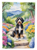 Bernedoodle Spring Path House Flag 28x40 Porch Sleeve Pole Decorative Outside Yard Banner Artwork Wall Hanging, Polyester