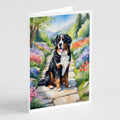 Bernese Mountain Dog Spring Path Greeting Cards Pack of 8 Blank Cards with Envelopes Whimsical A7 Size 5x7