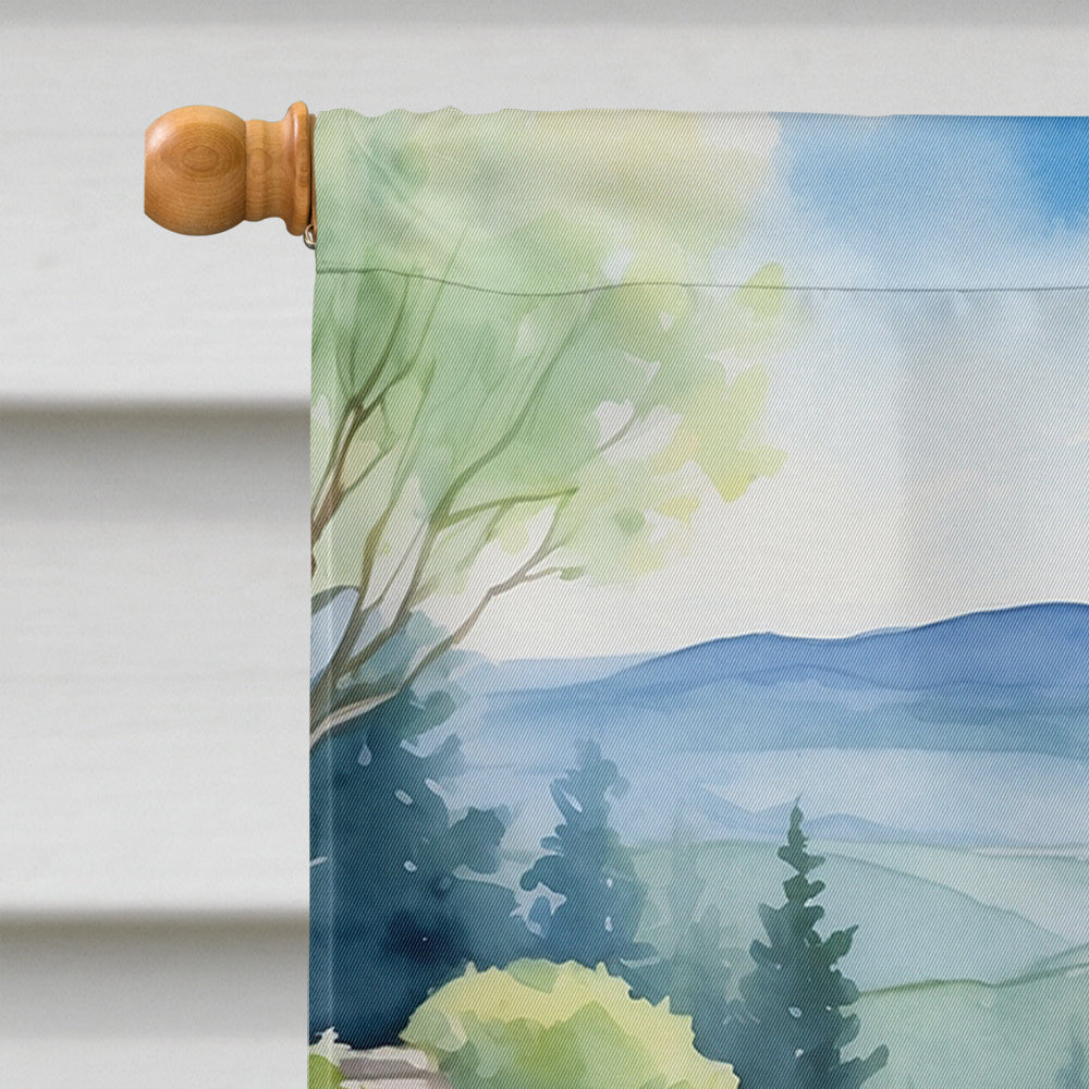 Bichon Frise Spring Path House Flag 28x40 Porch Sleeve Pole Decorative Outside Yard Banner Artwork Wall Hanging, Polyester
