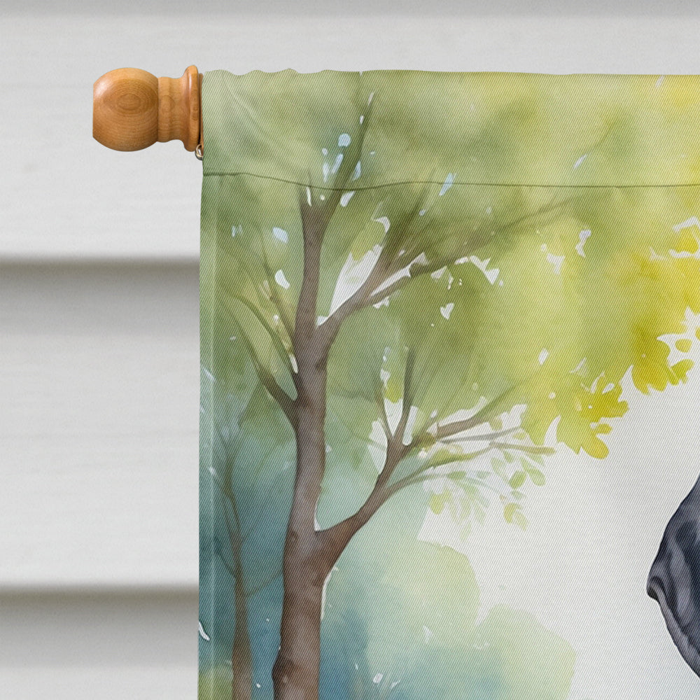 Black and Tan Coonhound Spring Path House Flag 28x40 Porch Sleeve Pole Decorative Outside Yard Banner Artwork Wall Hanging, Polyester