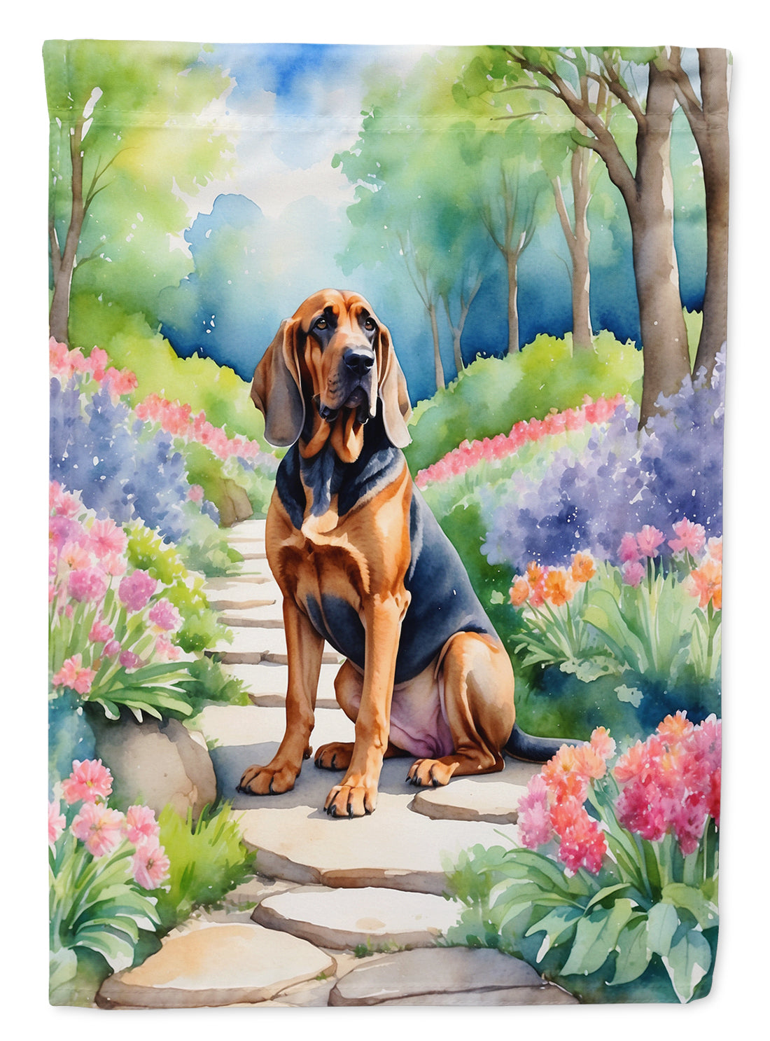 Bloodhound Spring Path Garden Flag Mailbox Decorative Yard Banner Outside Patio Artwork for Flower Beds, Garden Size, Multicolor