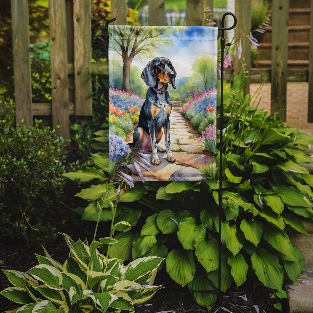 Bluetick Coonhound Spring Path Garden Flag Mailbox Decorative Yard Banner Outside Patio Artwork for Flower Beds, Garden Size, Multicolor