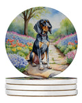Bluetick Coonhound Spring Path Large Sandstone Coasters Pack of 4 Absorbent Round Coasters Decor Gifts for Men or Women, 4 in, Multicolor