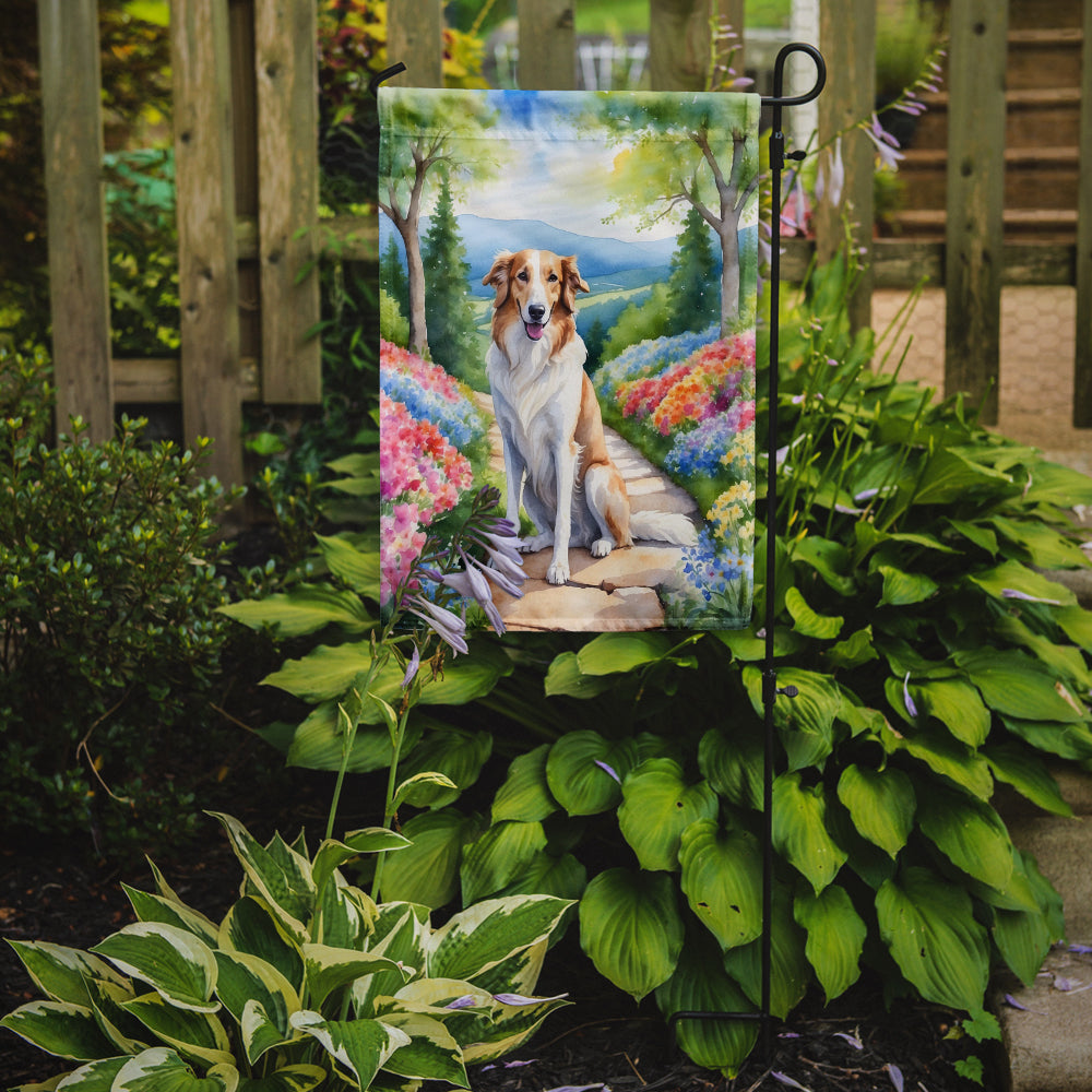 Borzoi Spring Path Garden Flag Mailbox Decorative Yard Banner Outside Patio Artwork for Flower Beds, Garden Size, Multicolor