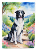 Borzoi Spring Path House Flag 28x40 Porch Sleeve Pole Decorative Outside Yard Banner Artwork Wall Hanging, Polyester