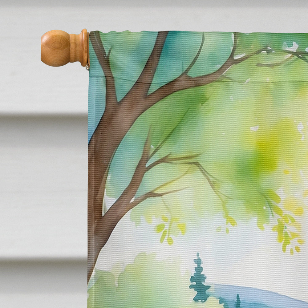 Borzoi Spring Path House Flag 28x40 Porch Sleeve Pole Decorative Outside Yard Banner Artwork Wall Hanging, Polyester