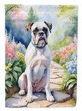 White Boxer Spring Path Garden Flag Mailbox Decorative Yard Banner Outside Patio Artwork for Flower Beds, Garden Size, Multicolor