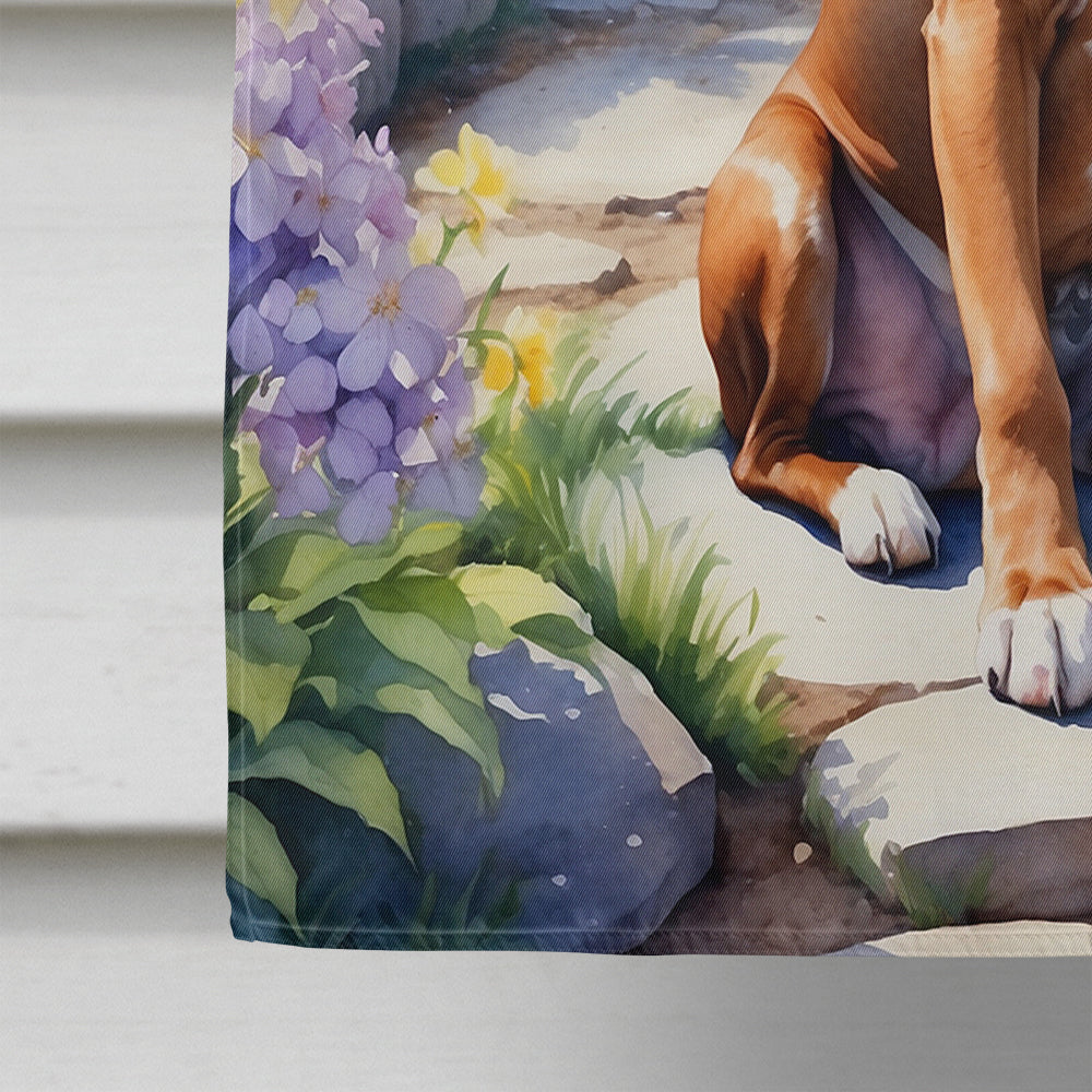Boxer Spring Path House Flag 28x40 Porch Sleeve Pole Decorative Outside Yard Banner Artwork Wall Hanging, Polyester