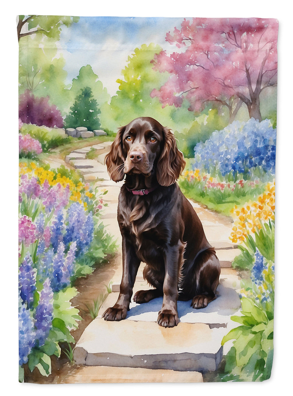 Boykin Spaniel Spring Path Garden Flag Mailbox Decorative Yard Banner Outside Patio Artwork for Flower Beds, Garden Size, Multicolor