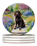 Boykin Spaniel Spring Path Large Sandstone Coasters Pack of 4 Absorbent Round Coasters Decor Gifts for Men or Women, 4 in, Multicolor