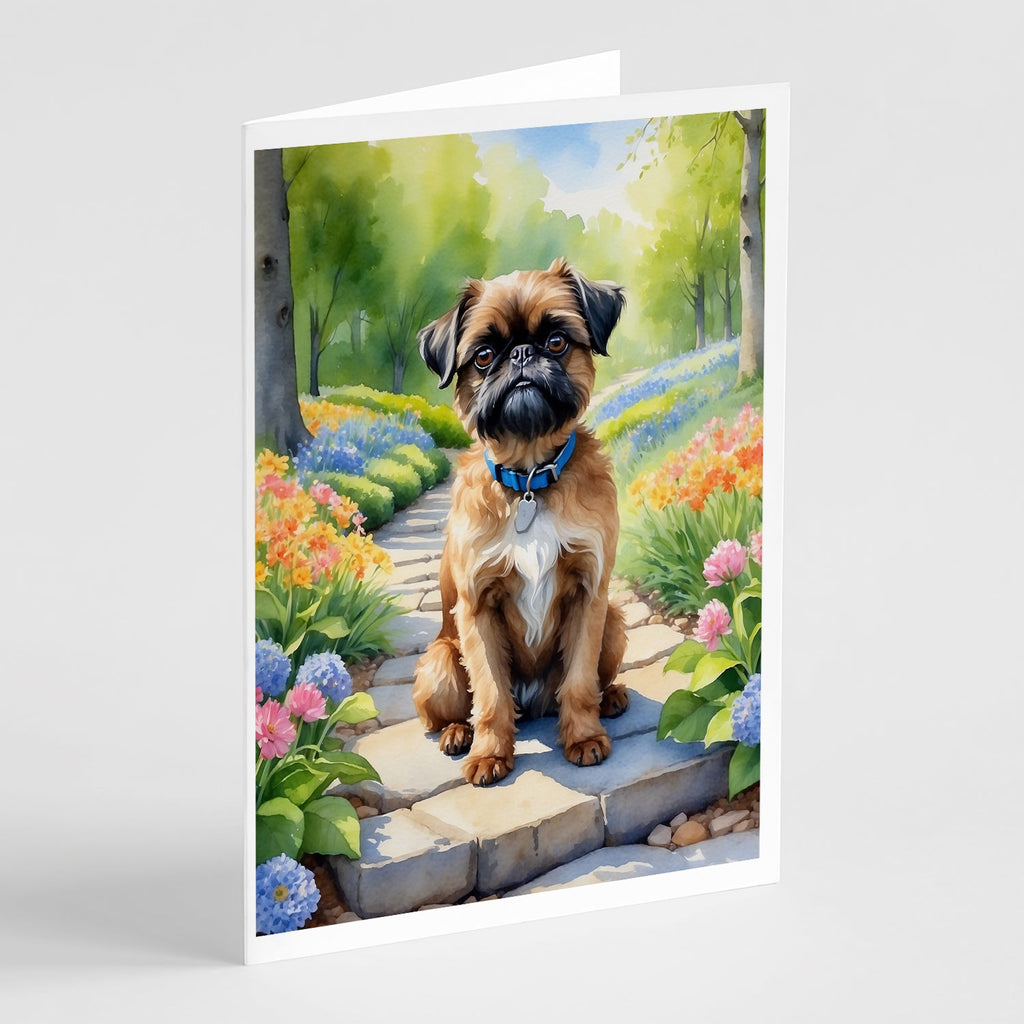Brussels Griffon Spring Path Greeting Cards Pack of 8 Blank Cards with Envelopes Whimsical A7 Size 5x7