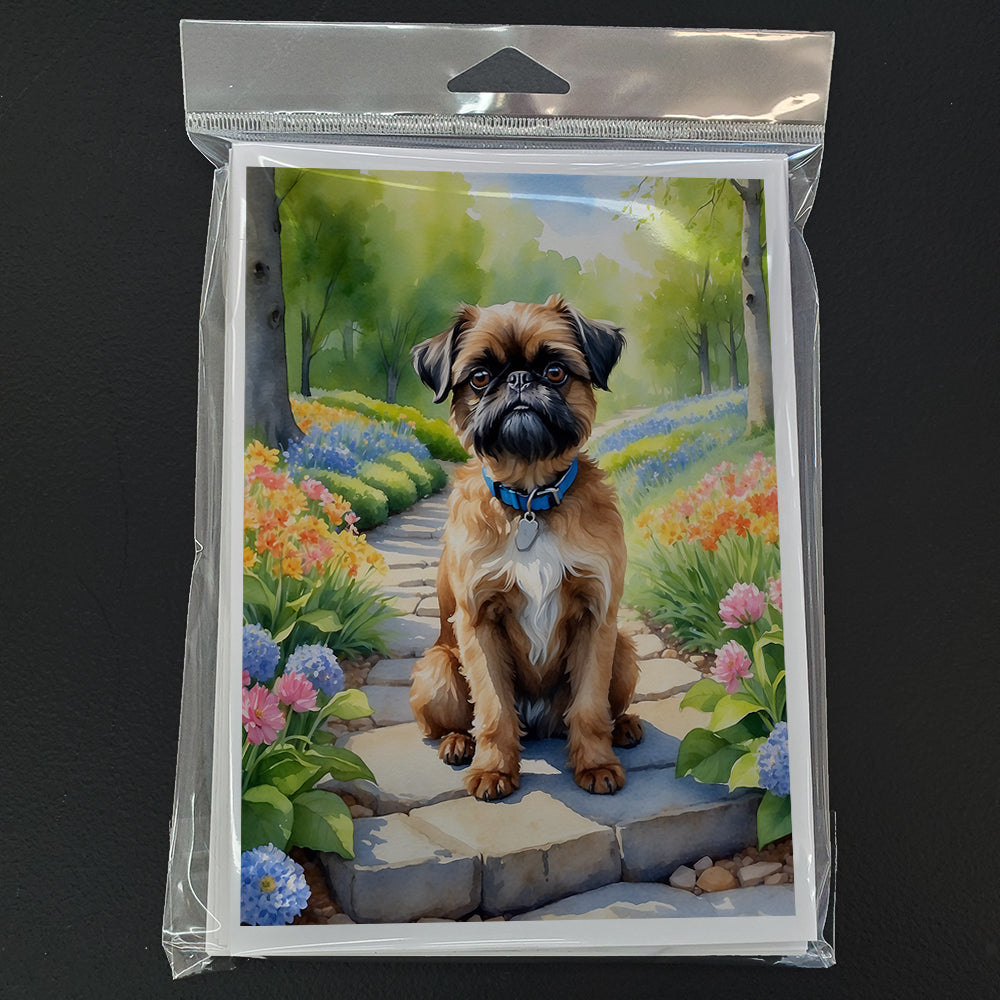 Brussels Griffon Spring Path Greeting Cards Pack of 8 Blank Cards with Envelopes Whimsical A7 Size 5x7