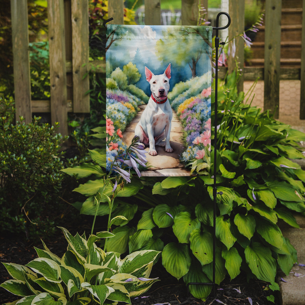 Bull Terrier Spring Path Garden Flag Mailbox Decorative Yard Banner Outside Patio Artwork for Flower Beds, Garden Size, Multicolor