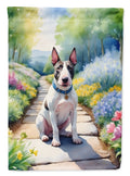 Bull Terrier Spring Path House Flag 28x40 Porch Sleeve Pole Decorative Outside Yard Banner Artwork Wall Hanging, Polyester