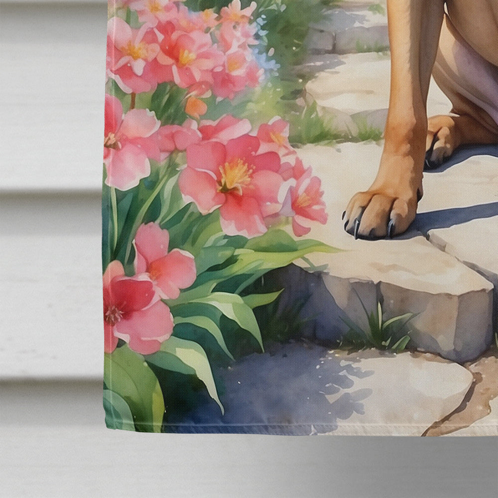 Bullmastiff Spring Path House Flag 28x40 Porch Sleeve Pole Decorative Outside Yard Banner Artwork Wall Hanging, Polyester