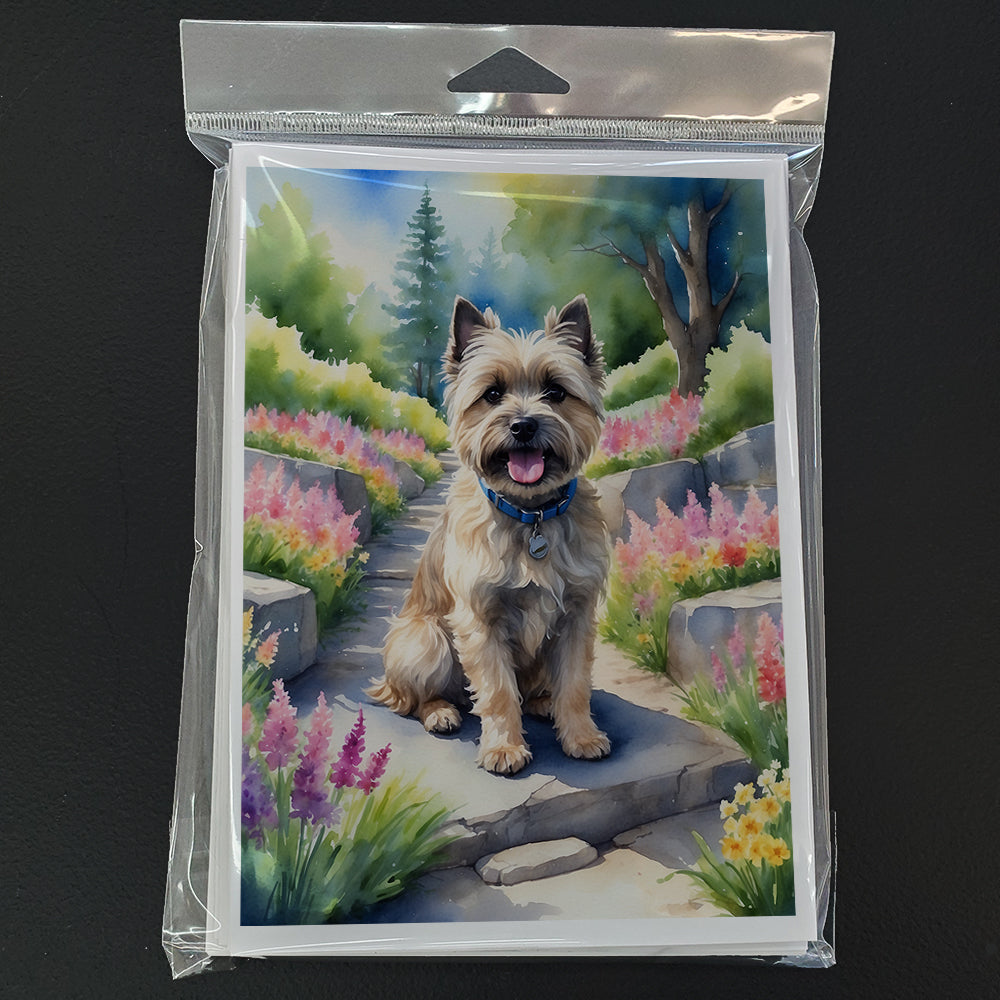 Cairn Terrier Spring Path Greeting Cards Pack of 8 Blank Cards with Envelopes Whimsical A7 Size 5x7