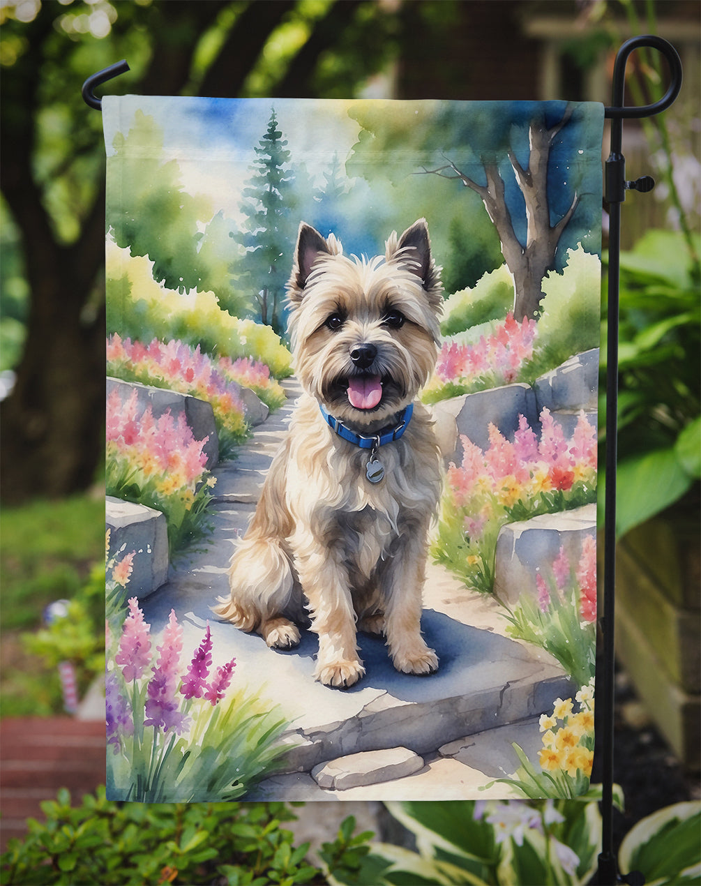 Cairn Terrier Spring Path Garden Flag Mailbox Decorative Yard Banner Outside Patio Artwork for Flower Beds, Garden Size, Multicolor