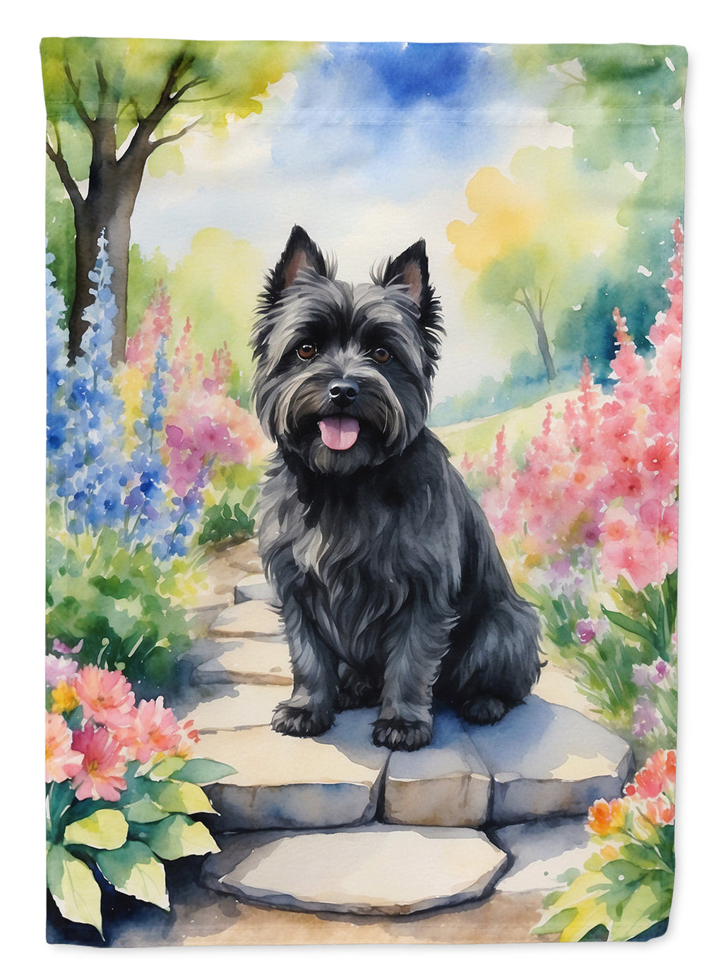 Cairn Terrier Spring Path Garden Flag Mailbox Decorative Yard Banner Outside Patio Artwork for Flower Beds, Garden Size, Multicolor