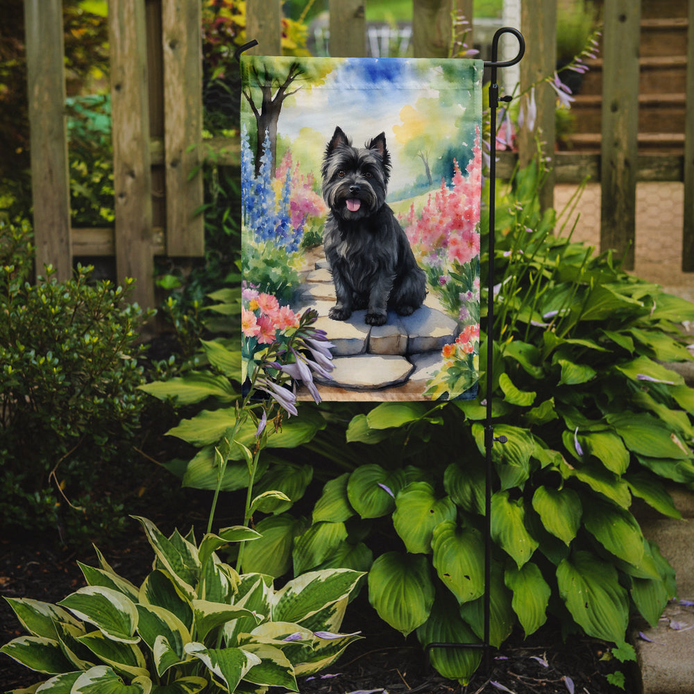 Cairn Terrier Spring Path Garden Flag Mailbox Decorative Yard Banner Outside Patio Artwork for Flower Beds, Garden Size, Multicolor