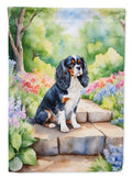 Cavalier Spaniel Spring Path Garden Flag Mailbox Decorative Yard Banner Outside Patio Artwork for Flower Beds, Garden Size, Multicolor