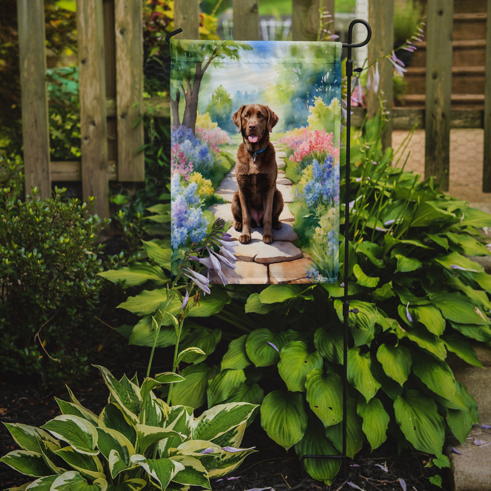 Chesapeake Bay Retriever Spring Path Garden Flag Mailbox Decorative Yard Banner Outside Patio Artwork for Flower Beds, Garden Size, Multicolor