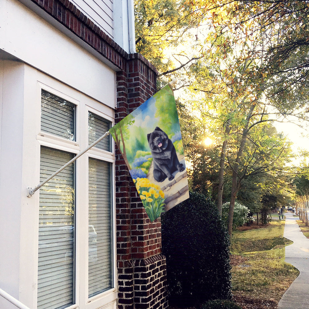 Chow Chow Spring Path House Flag 28x40 Porch Sleeve Pole Decorative Outside Yard Banner Artwork Wall Hanging, Polyester