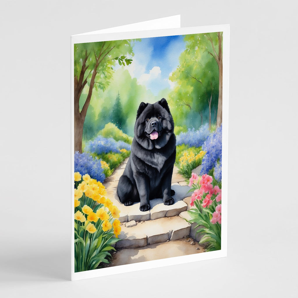 Chow Chow Spring Path Greeting Cards Pack of 8 Blank Cards with Envelopes Whimsical A7 Size 5x7