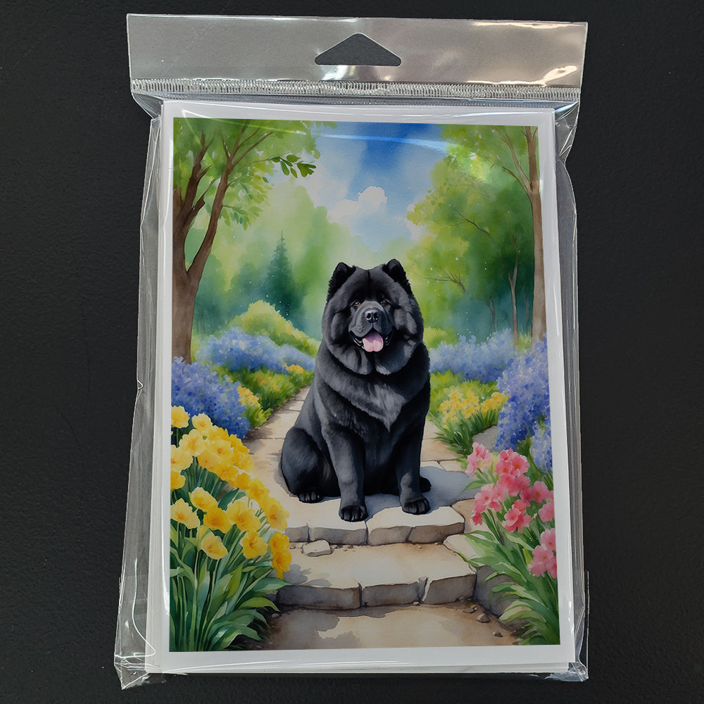Chow Chow Spring Path Greeting Cards Pack of 8 Blank Cards with Envelopes Whimsical A7 Size 5x7