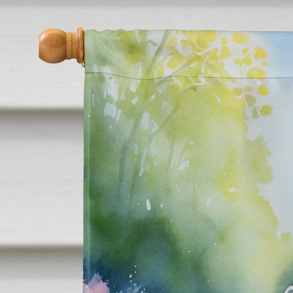 Clumber Spaniel Spring Path House Flag 28x40 Porch Sleeve Pole Decorative Outside Yard Banner Artwork Wall Hanging, Polyester