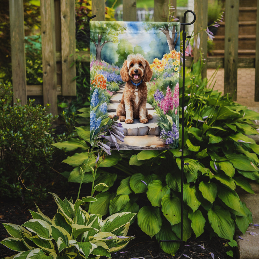Cockapoo Spring Path Garden Flag Mailbox Decorative Yard Banner Outside Patio Artwork for Flower Beds, Garden Size, Multicolor