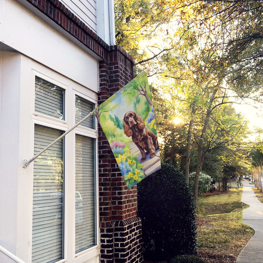Cocker Spaniel Spring Path House Flag 28x40 Porch Sleeve Pole Decorative Outside Yard Banner Artwork Wall Hanging, Polyester