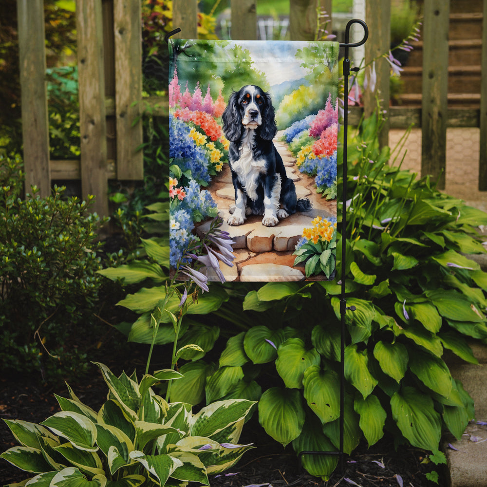 Cocker Spaniel Spring Path Garden Flag Mailbox Decorative Yard Banner Outside Patio Artwork for Flower Beds, Garden Size, Multicolor