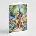 Cocker Spaniel Spring Path Greeting Cards Pack of 8 Blank Cards with Envelopes Whimsical A7 Size 5x7