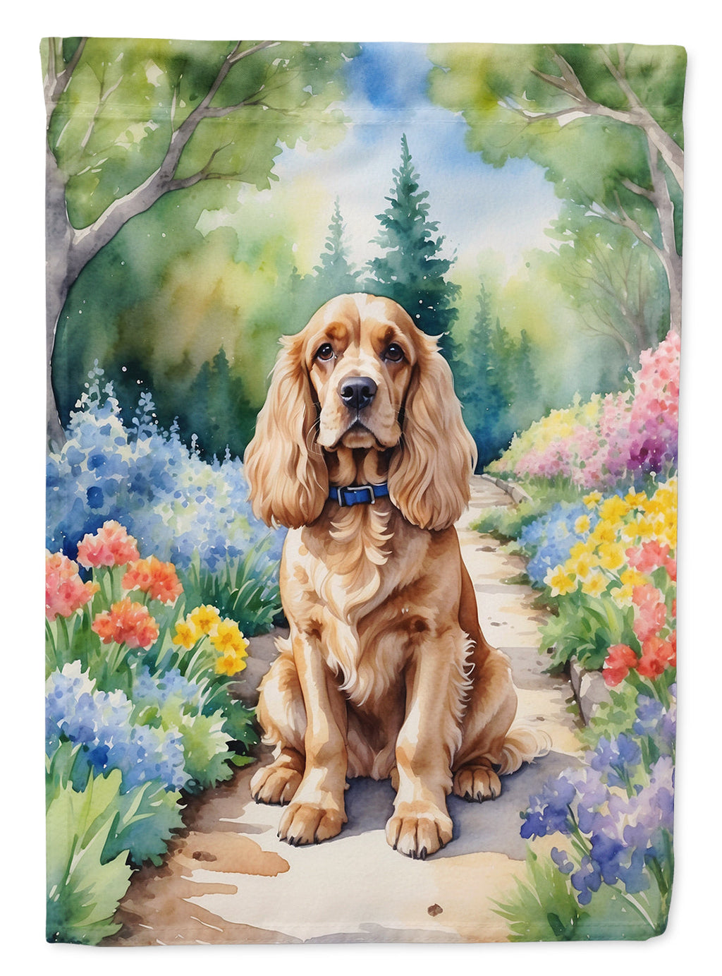 Cocker Spaniel Spring Path Garden Flag Mailbox Decorative Yard Banner Outside Patio Artwork for Flower Beds, Garden Size, Multicolor