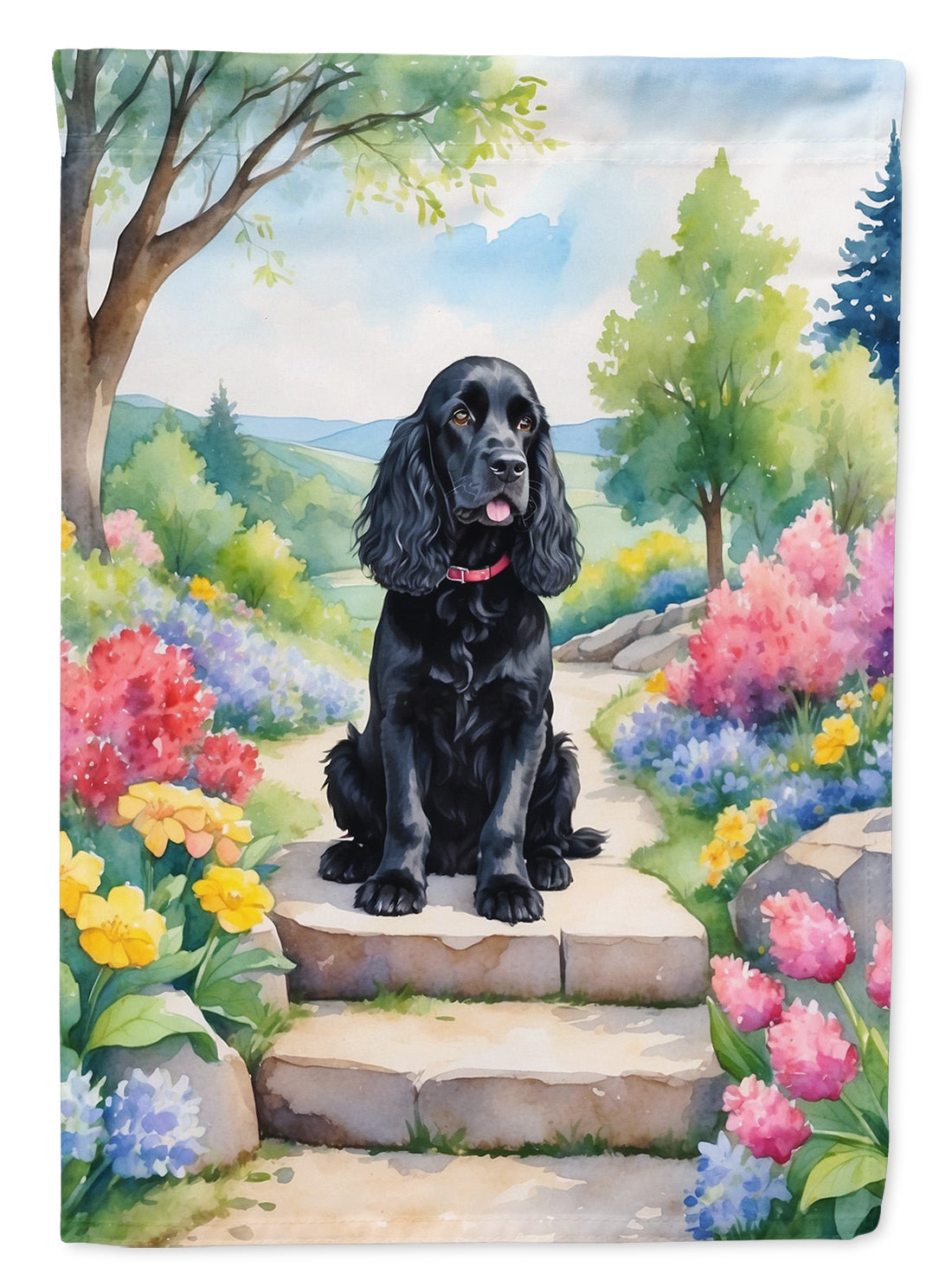 Cocker Spaniel Spring Path Garden Flag Mailbox Decorative Yard Banner Outside Patio Artwork for Flower Beds, Garden Size, Multicolor