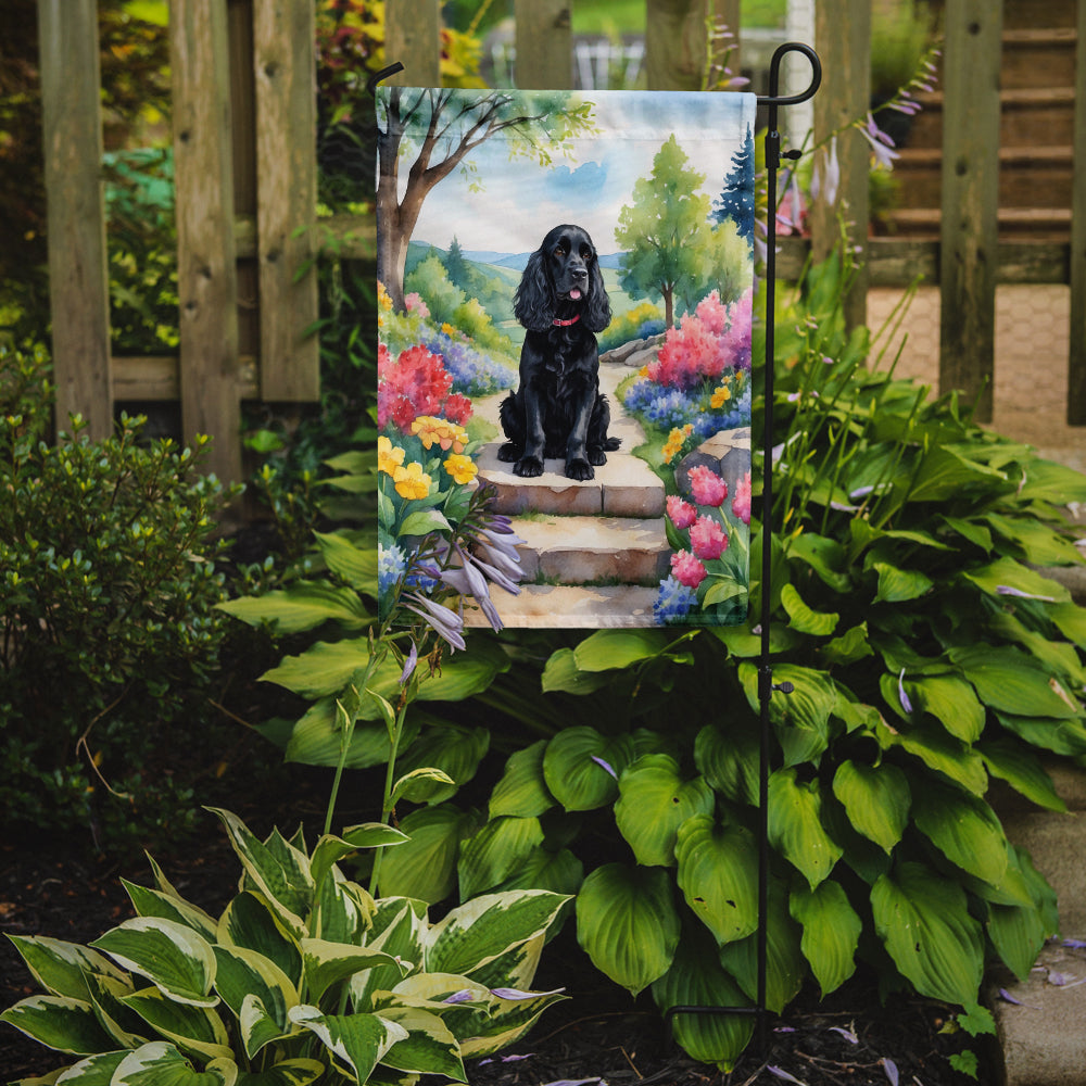 Cocker Spaniel Spring Path Garden Flag Mailbox Decorative Yard Banner Outside Patio Artwork for Flower Beds, Garden Size, Multicolor