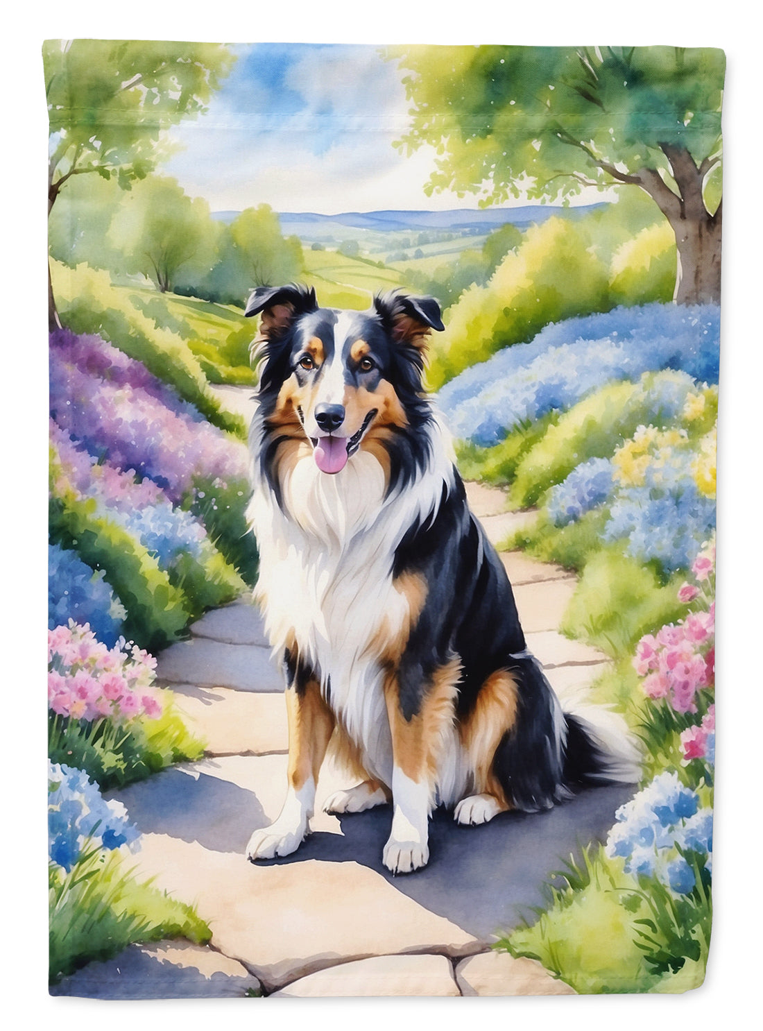 Collie Spring Path Garden Flag Mailbox Decorative Yard Banner Outside Patio Artwork for Flower Beds, Garden Size, Multicolor