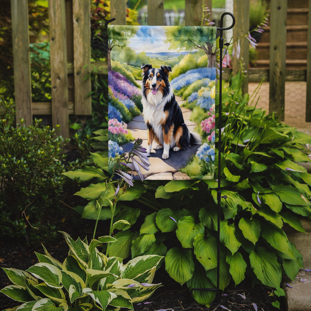 Collie Spring Path Garden Flag Mailbox Decorative Yard Banner Outside Patio Artwork for Flower Beds, Garden Size, Multicolor
