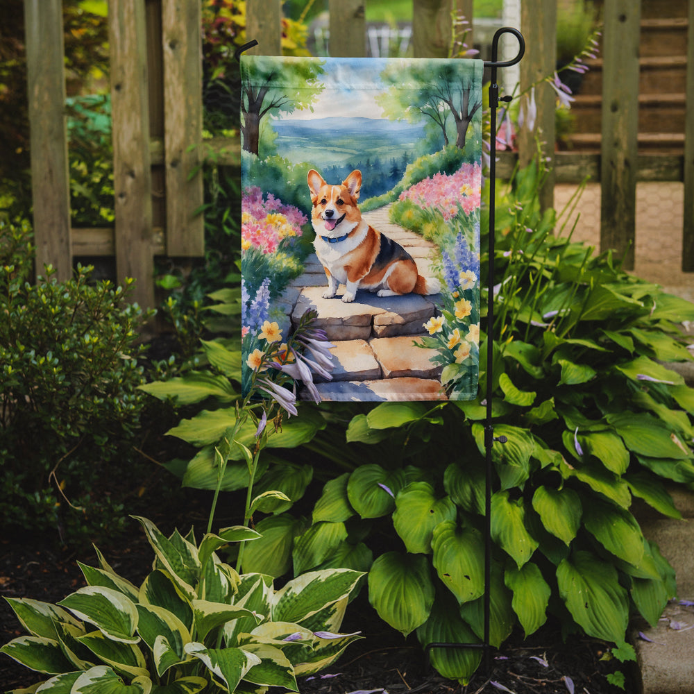 Corgi Spring Path Garden Flag Mailbox Decorative Yard Banner Outside Patio Artwork for Flower Beds, Garden Size, Multicolor