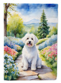 Coton de Tulear Spring Path House Flag 28x40 Porch Sleeve Pole Decorative Outside Yard Banner Artwork Wall Hanging, Polyester