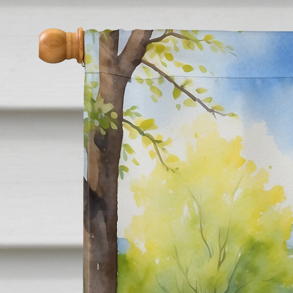 Coton de Tulear Spring Path House Flag 28x40 Porch Sleeve Pole Decorative Outside Yard Banner Artwork Wall Hanging, Polyester