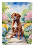 Dogue de Bordeaux Spring Path House Flag 28x40 Porch Sleeve Pole Decorative Outside Yard Banner Artwork Wall Hanging, Polyester