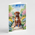 Dogue de Bordeaux Spring Path Greeting Cards Pack of 8 Blank Cards with Envelopes Whimsical A7 Size 5x7
