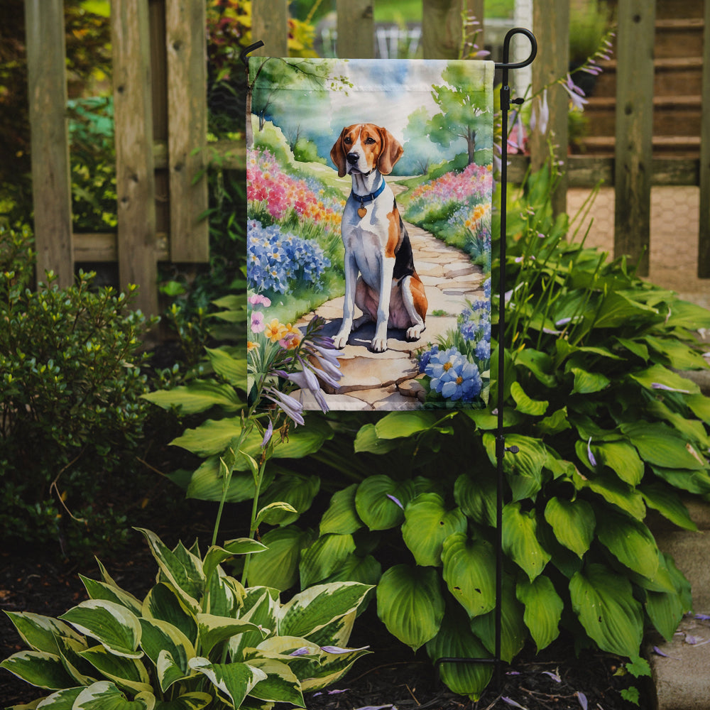 English Foxhound Spring Path Garden Flag Mailbox Decorative Yard Banner Outside Patio Artwork for Flower Beds, Garden Size, Multicolor