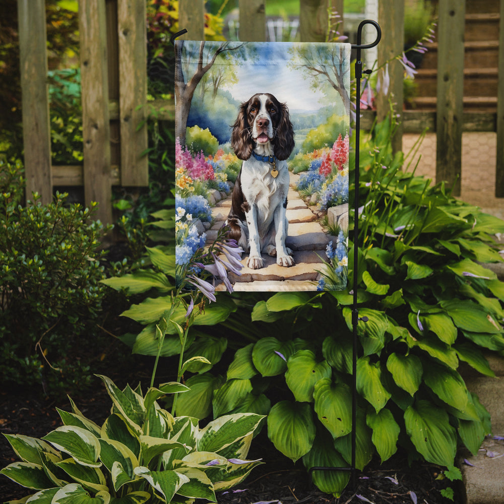 English Springer Spaniel Spring Path Garden Flag Mailbox Decorative Yard Banner Outside Patio Artwork for Flower Beds, Garden Size, Multicolor