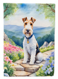 Fox Terrier Spring Path House Flag 28x40 Porch Sleeve Pole Decorative Outside Yard Banner Artwork Wall Hanging, Polyester