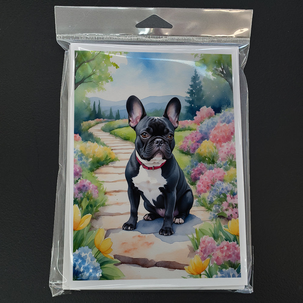 French Bulldog Spring Path Greeting Cards Pack of 8 Blank Cards with Envelopes Whimsical A7 Size 5x7