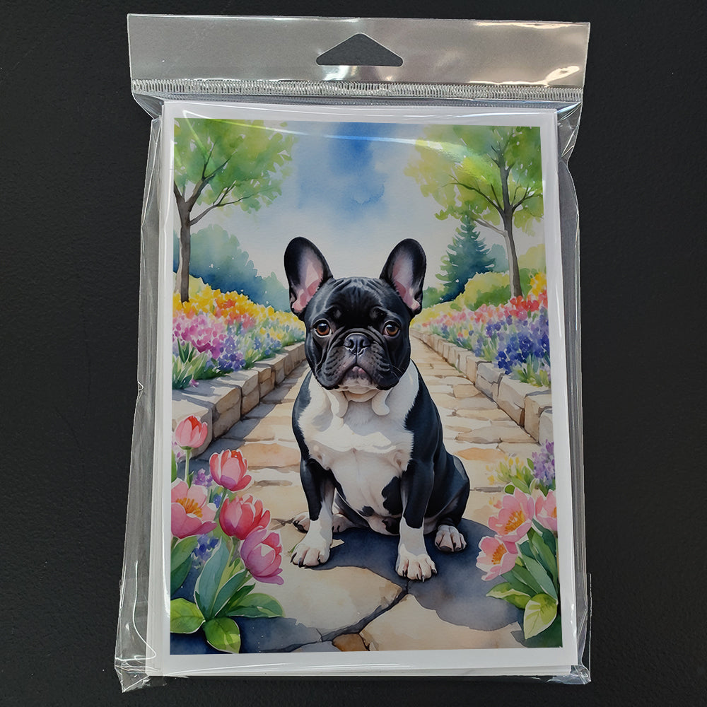 French Bulldog Spring Path Greeting Cards Pack of 8 Blank Cards with Envelopes Whimsical A7 Size 5x7